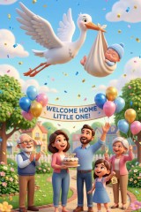 stork delivers baby