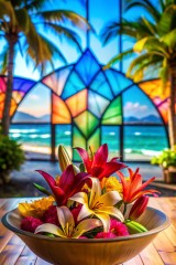 tropical flower bowl